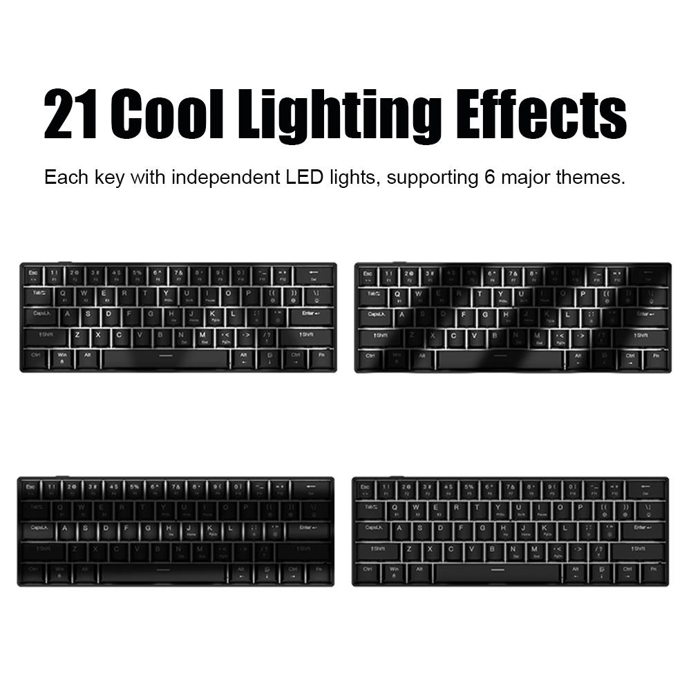 OUTEMU USB Wired 61 key Mechanical Keyboard LED Backlit Supports hot swap Blue Switch   Red Switch