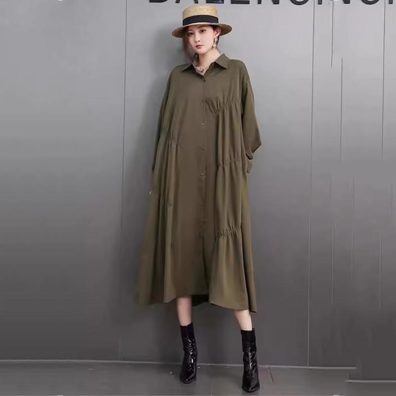 Xitao Однобортное платье с плиссированными лацканами GYX1582