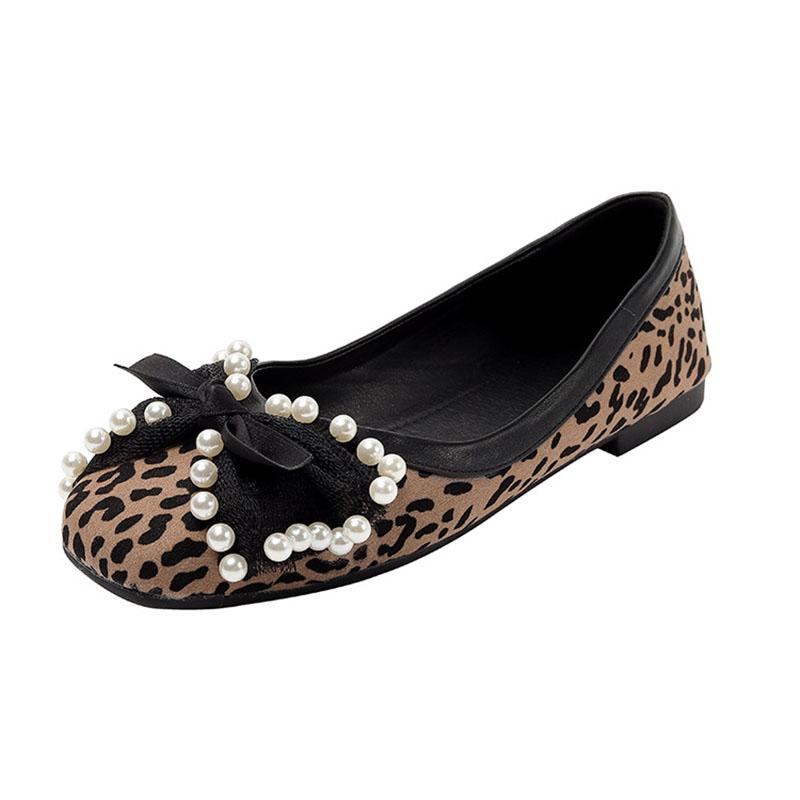 2024 Spring Summer Shoes Women Flats Elegant Ladies Leopard Shoes Fashion Brand Woman Boat Shoes Flat Plus Size 42 A4376