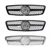 For Mercedes C-Class W203 2000-2006 Front Grill Grille Mesh ABS Black Chrome Car Grille  Tuning Accessories Facelift