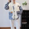 Splicing Denim Knitted Double-sided Woolen Cardigan Autumn and Winter New Loose Design Sweater Jacket Women