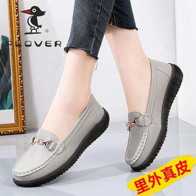 HyPLOVER натуральная кожа Doudou туфли женские повседневные универсальные подошва из говяжьих сухожилий плоская подошва женские кожаные туфли мягкая подошва нескользящая для женщин среднего возраста