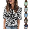 Shirts For Women Trendy Round Neck Button T Shirts Printed  Blouse Half Sleeve Tops For Women