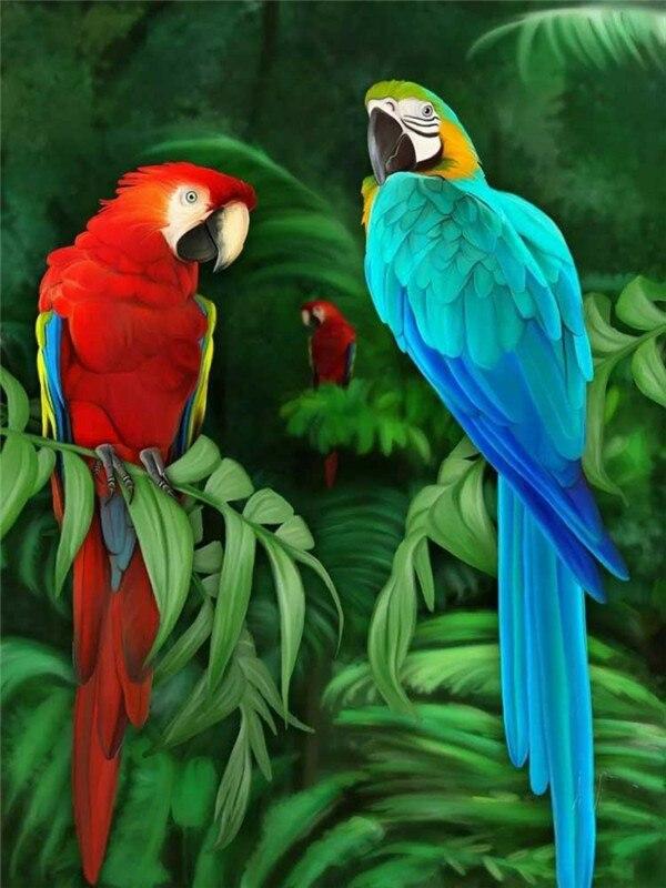 5D Diamond Painting Parrot Diamond Embroidery Full Round Drill Kits Animal Mosaic Diy Home Decor Art