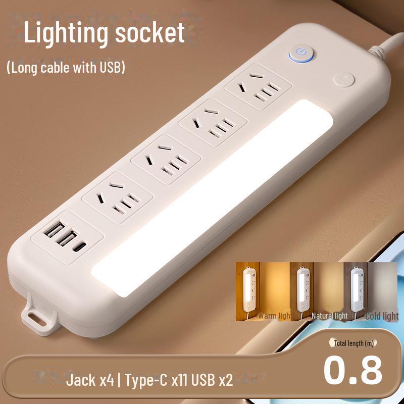 Многофункциональная розетка-ночник с USB-удлинителем для дома и офиса