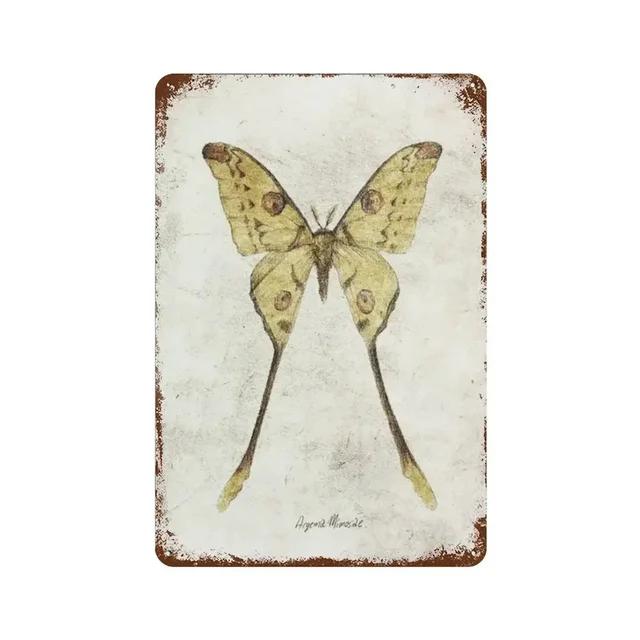 Vintage Butterfly Insect Plant Collection Chart Metal Tin Sign Retro Aesthetic Art Decor for Living Room Wall Home Decor Poster