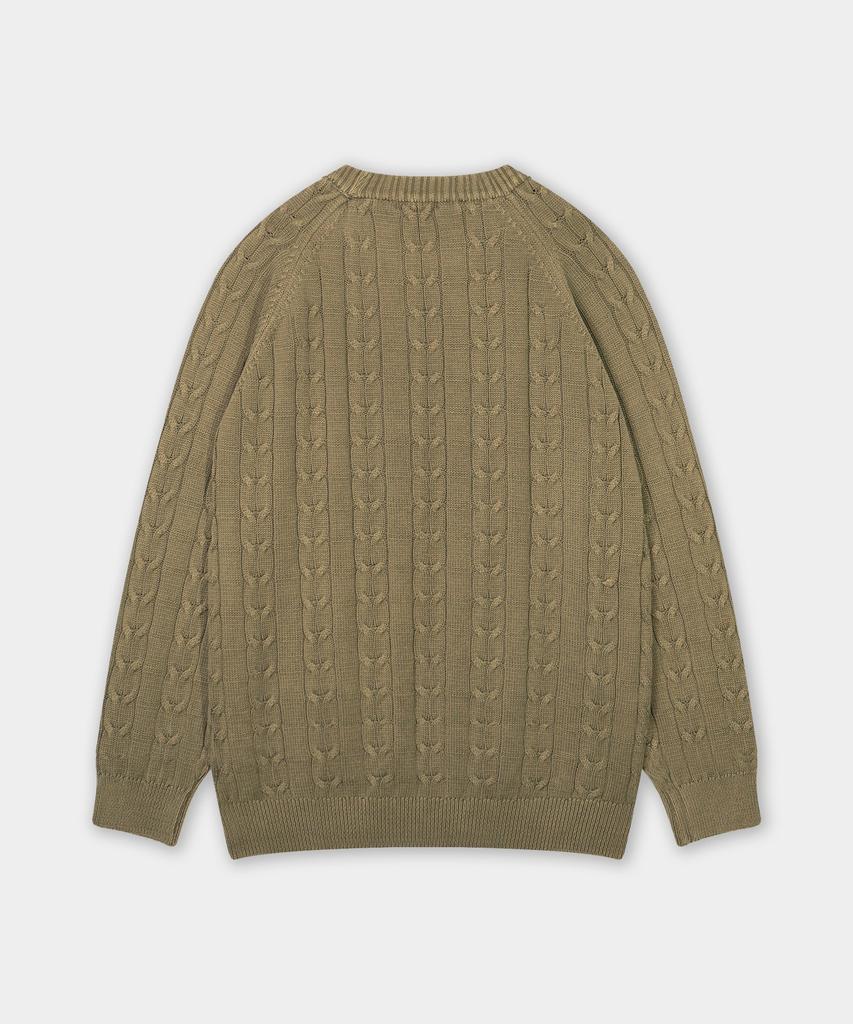 BIRBANTE Garment-Dyed Washable Cable Knit - Camel