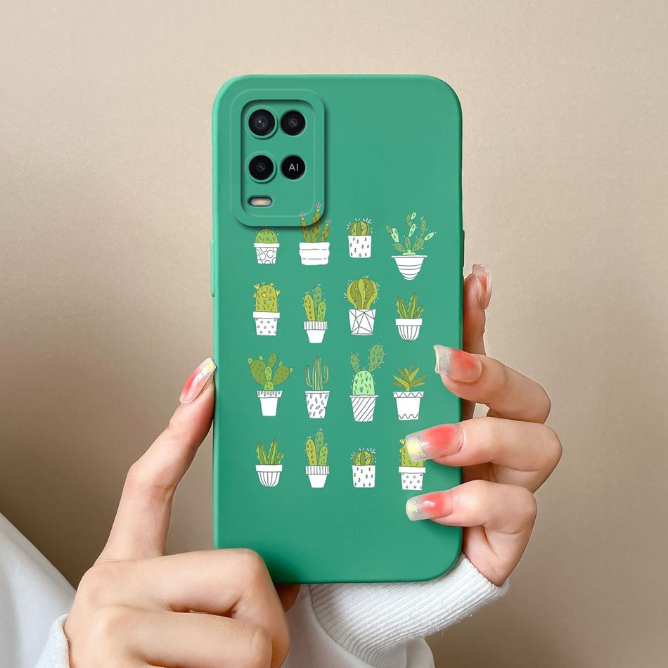 Чехол для Oppo A54 A54S Конфетный Цветочный Рисунок Мягкий Обновленный Жидкий Силикон Полная Защита Задняя Крышка Funda