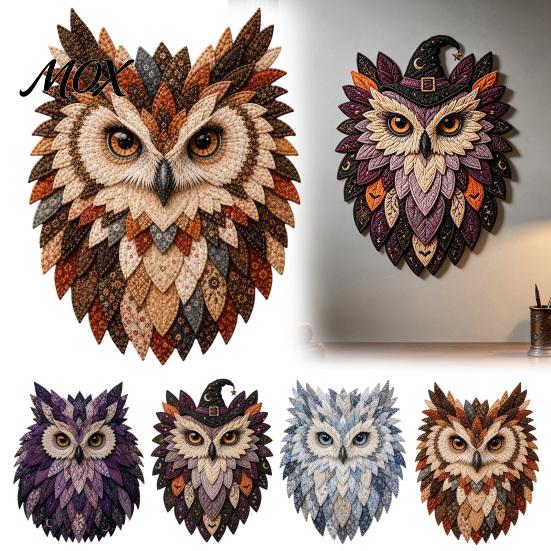 Creative Mindfulness Hobby Project DIY Owl Patchwork Kit, Layered Fabric Sewing Craft Room Gift for Bird Lovers 3D Textile Adults, Handmade Home Decor