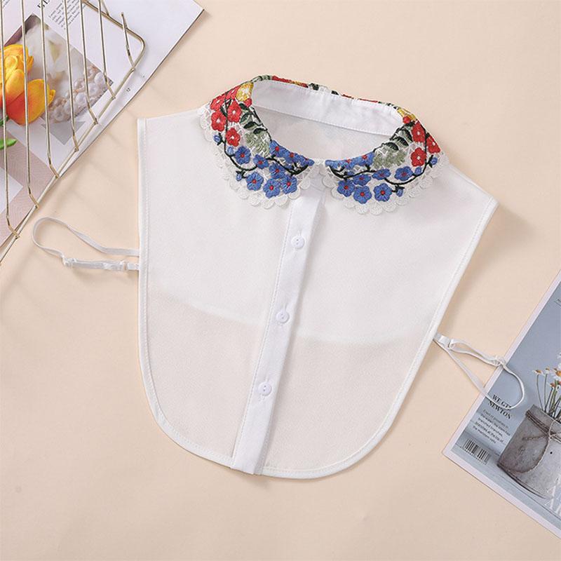 Perfect Match Vintage White False Collar With Embroidery Fake Collar Women Chiffon Detachable Collars Nep Kraagie Clothing Accessories