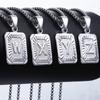 A-Z Letters Silver Color Charm Pendant Necklaces Square Capital Stainless Steel Letter Necklace Unisex Alphabet Jewely