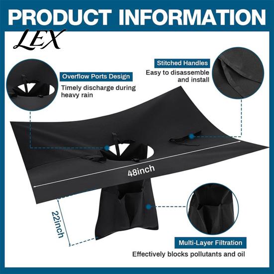 Heavy Duty Synthetic Filter Catch Basin Drain Filter, 48x48x22 Inch for Stormwater Drainage, Parking Lot Storm Guard Sediment & Debris with Tie Straps