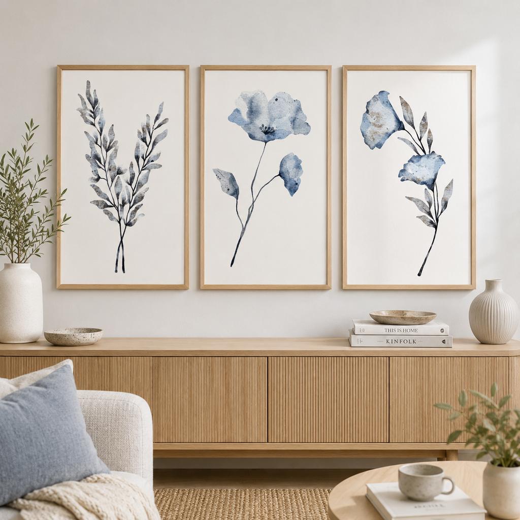 Botanical Flower Wall Art, Minimalist Plant Canvas Painting, Nordic Poster Print for Living Room Bedroom Wall Decor