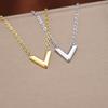 Jewelry: Titanium Steel Clavicle Chain Stainless Steel Simple V Necklace Women'S Pendant