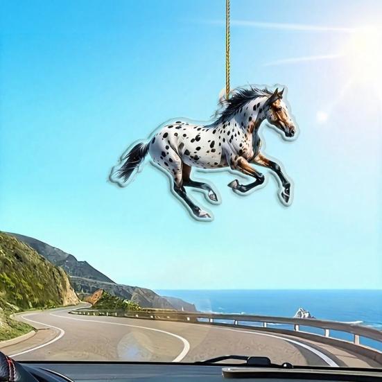 2D Лошадь Автомобильный Шарм для Зеркала Заднего Вида Акриловый Подвесной Кулон на Рождественскую Елку Автомобильные Аксессуары для Зеркала для Женщин Девушек