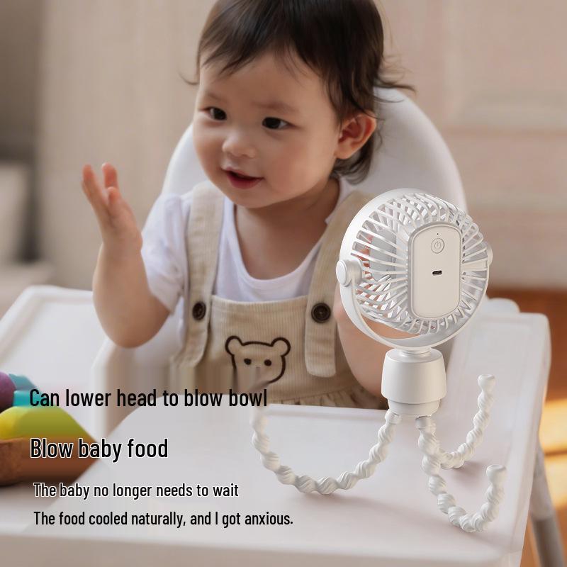 Custom Octopus Auto-Shake Outdoor Anti-Pinch Stroller Fan for Kids