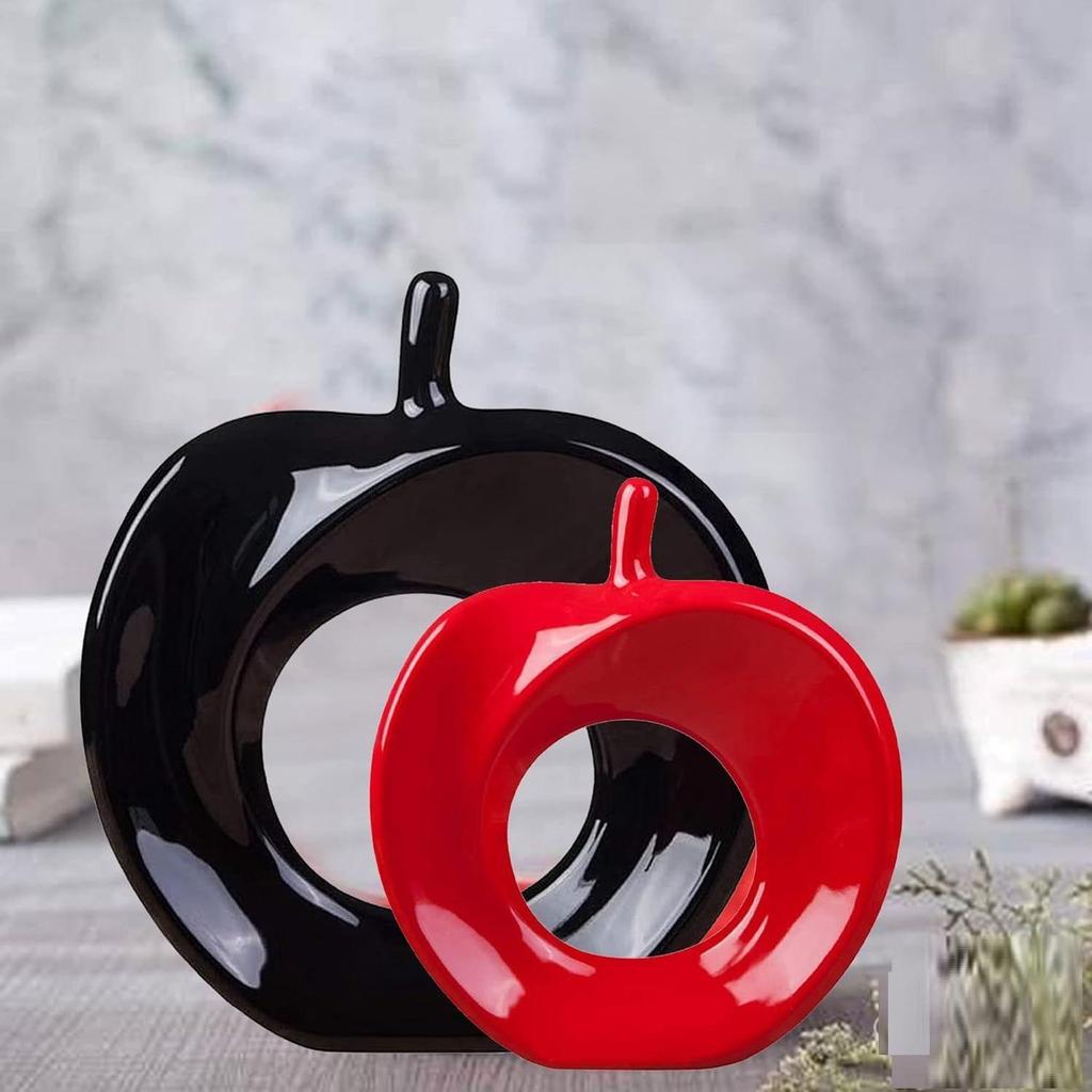 Красивая керамическая витрина для домашнего декора в форме яблока (Упаковка из 2 штук, цвет черный и красный)