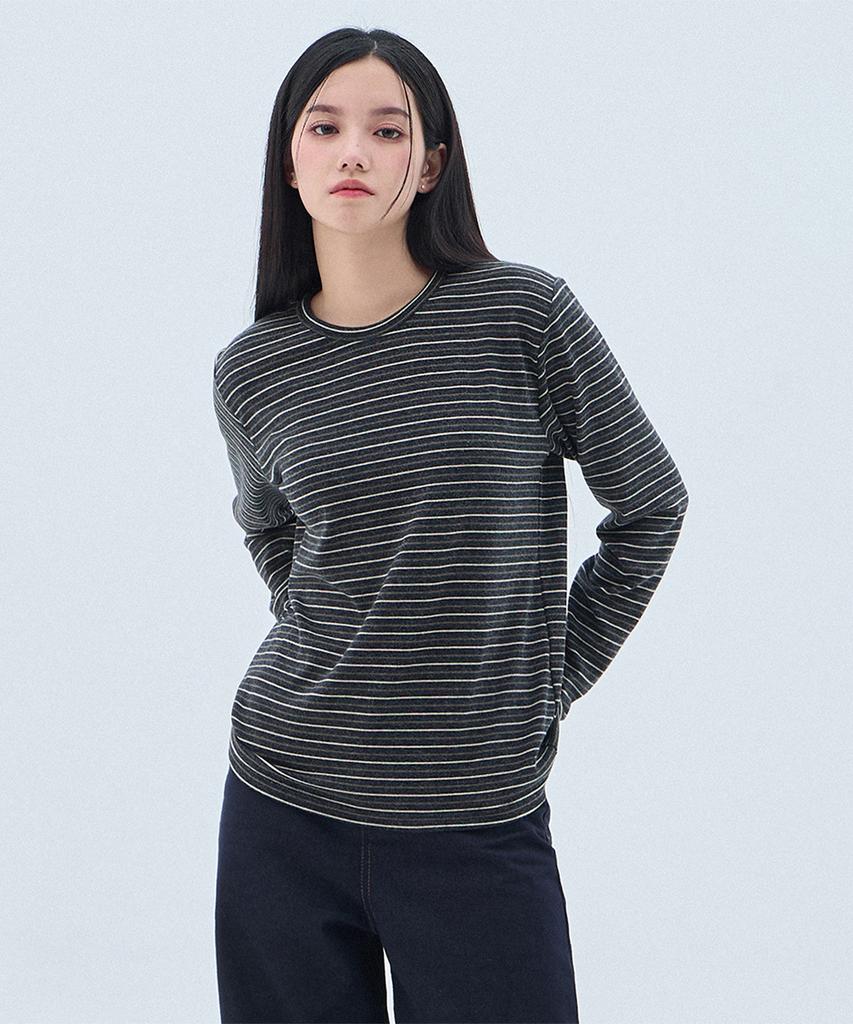 BAKKEN [Women] Soft Multi-Stripe Long Sleeve T-Shirt Bk4341 (3 Colors)