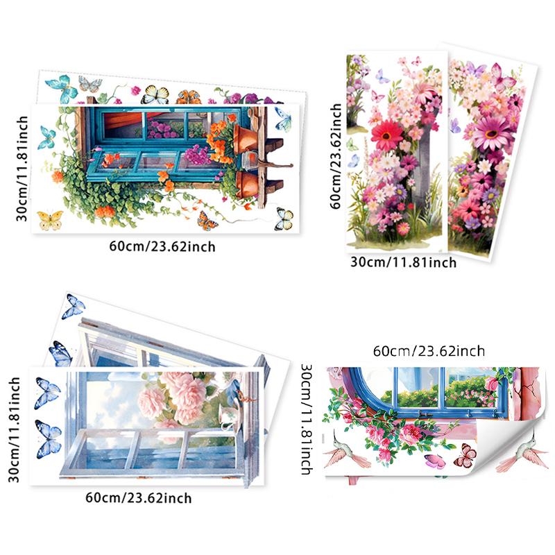 2 шт., наклейки на стену с изображением окна, без очков, 3D-декор для стен, отклеивающиеся и приклеивающиеся наклейки для гостиной, ванной комнаты