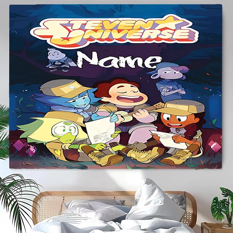 Personalized Steven Universe Background Tapestry,Custom Name Birthday Party,Multifunctional Wall Decoration for Home Decor,Various Occasions