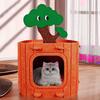 Cat House Covered Cat Bed Cat Hideaway Hut Cat Furniture Winter Felt Cat Bed Cave for Pet Hiding Playing Multiple Cats Outside