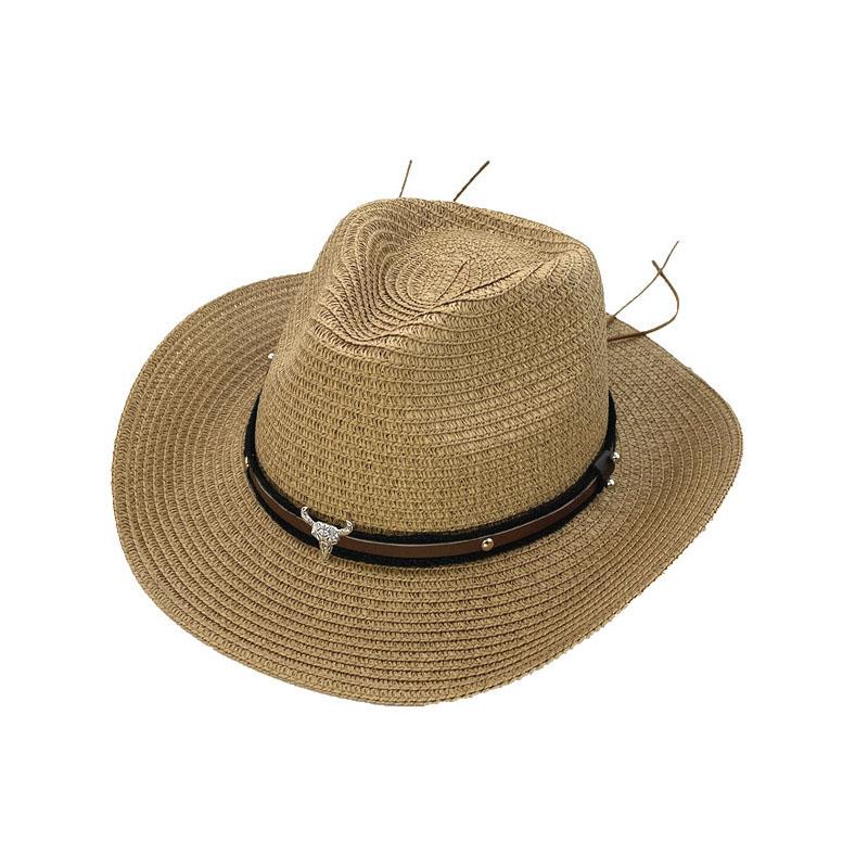 Мужская соломенная шляпа в панамском стиле, ковбойская шляпа, летняя шляпа от солнца 56-58 см
