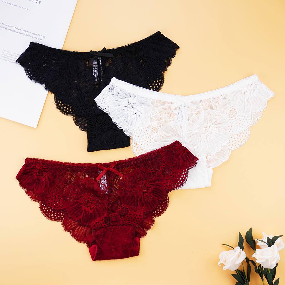 Женское нижнее белье, комплект кружевных трусиков с цветочным принтом, прозрачные полые трусы, женское нижнее белье, интимное белье