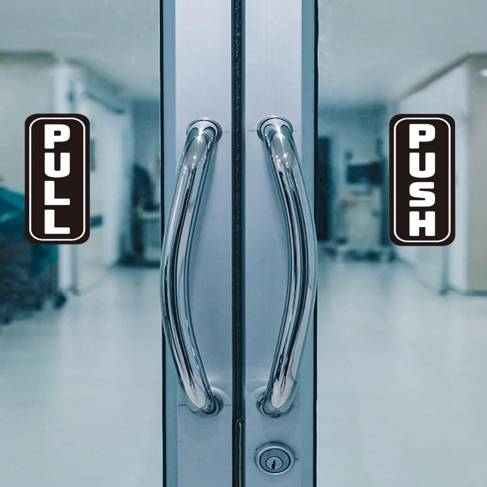 Self-Adhesive Door Sign Black Push Pull Stickers 2Set   Stores