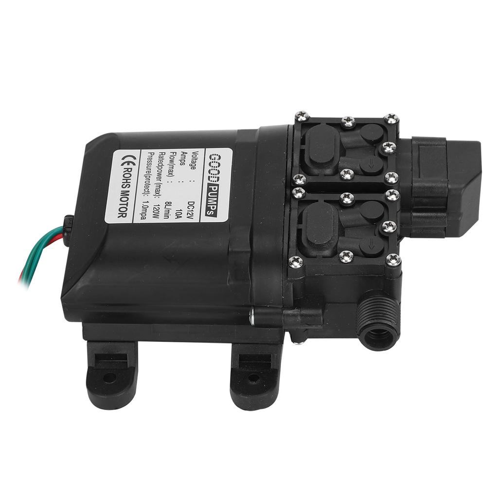 12V 120W 8л/мин Диафрагменный насос высокого давления с двойным сердечником и медным соединителем