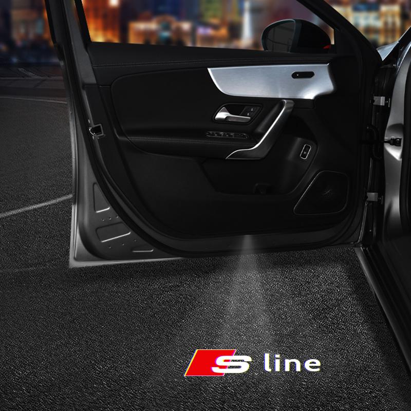 For Audi 8L 2Pcs LED Car Door Welcome Courtesy Projector Ghost Shadow Lights for Audi A3 Logo 2012 2013 2014 2017 2018 2019 2020 2021 2022