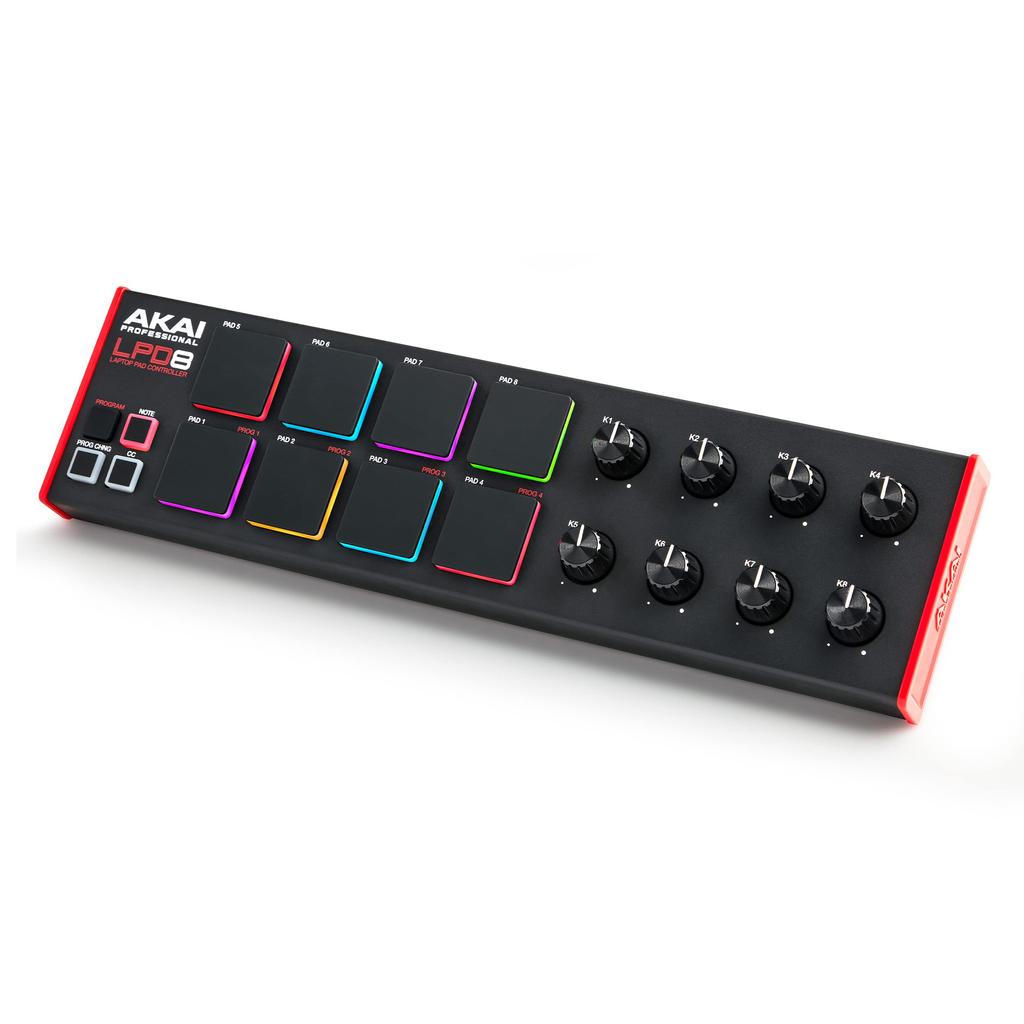 Akai Professional USB MIDI Pad Controller MPC Drum Pad x 8 Назначаемые ручки x 8 Программное обеспечение для создания музыки в комплекте Совместимость с ПК LPD8 Black Mac/Win