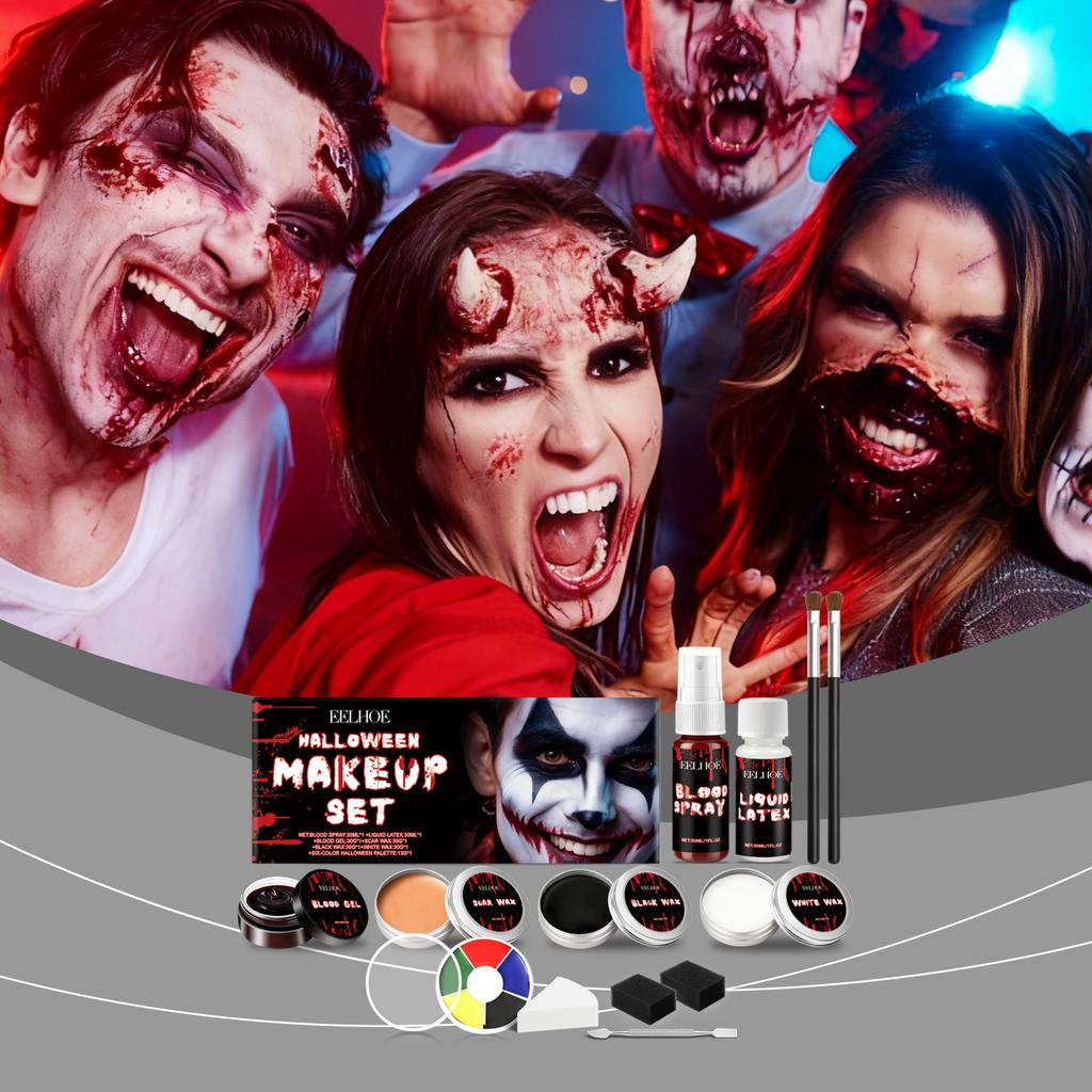 EELHOE Halloween Face Paint Kit Creative Color Makeup for Costume Party Masquerade Long Lasting Look Custom Logo