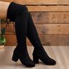 Autumn and Winter New Large-size Knee Boots for Women, Thin Elastic Boots, High-heeled High Boots, Thick-heeled Boots for Women