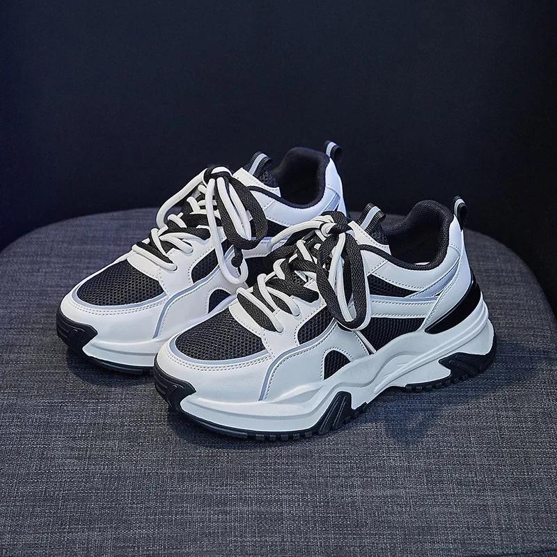 Туфли на толстой подошве для женщин 2024 Весна Новые дышащие повседневные спортивные туфли на платформе Кроссовки женские Zapatillas De Deporte