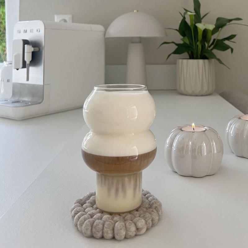 Transparent Glass Cup Coffee Mug Latte Whiskey Wine Dessert Glass Cup Home Drinkware Gourd Shape Cocktail Glass
