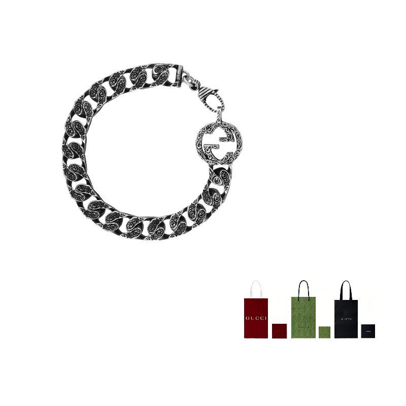 GUCCI Interlocking 925 Sterling Silver Bracelets Unisex Silver YBA454285001