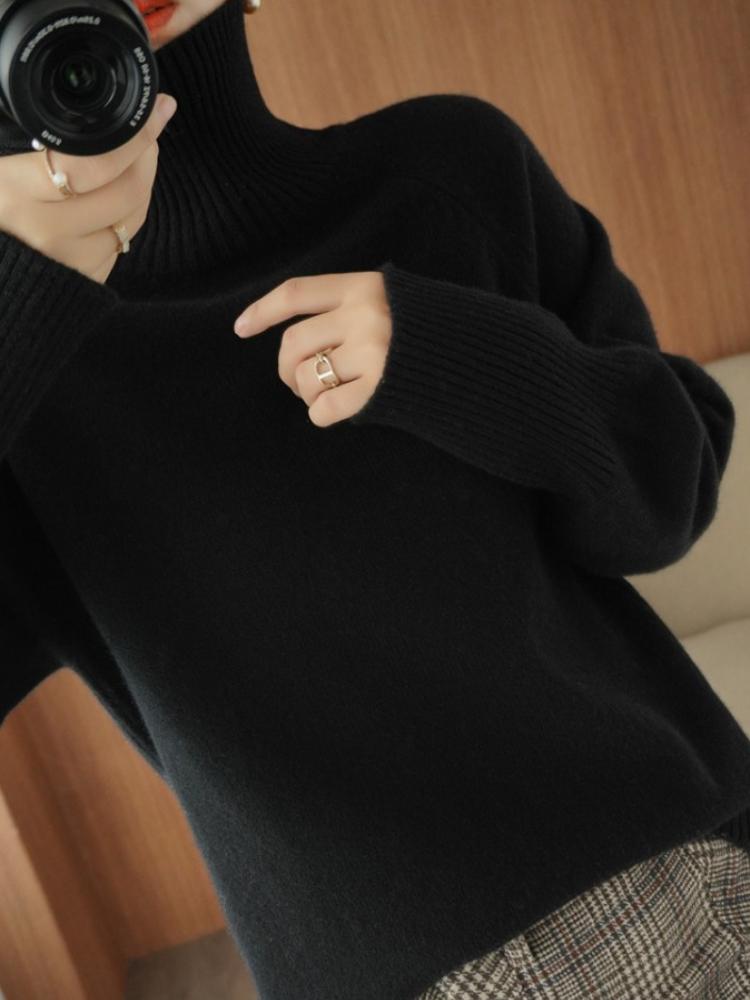 Womens Turtleneck Oversized Sweater Batwing Chunky Pullover Sweater Casual Fall Loose Knit Jumper Top
