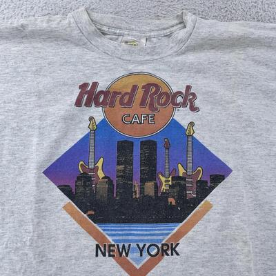 Винтажная футболка Hard Rock Cafe Мужская Размер L Нью-Йорк Силуэт Города Одиночный шов 90-е