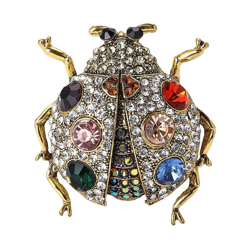 Luxury Rhinestone Beetle Brooches For Women Unisex 4-color Shining Ladybug Insects Party Casual Brooch Pins Gifts