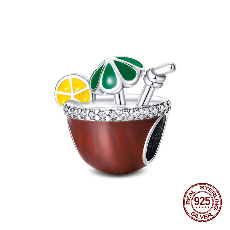 Real 925 Sterling Silver Chocolate Pizza Cake Fries Food Charms Beads Fit 925 Original Bracelets DIY Cute Jewelry Gifts