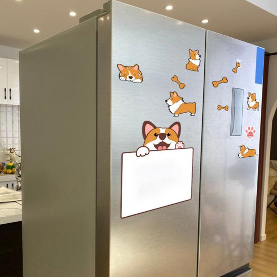 Магнитная доска для сообщений на холодильник с 8 маркерами, мультяшная собака