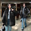 Students Korean Three-bar Color Matching Cotton-padded Jacket Coat Female Winter Thick Warm College Loose Collar Bread and Clothing.