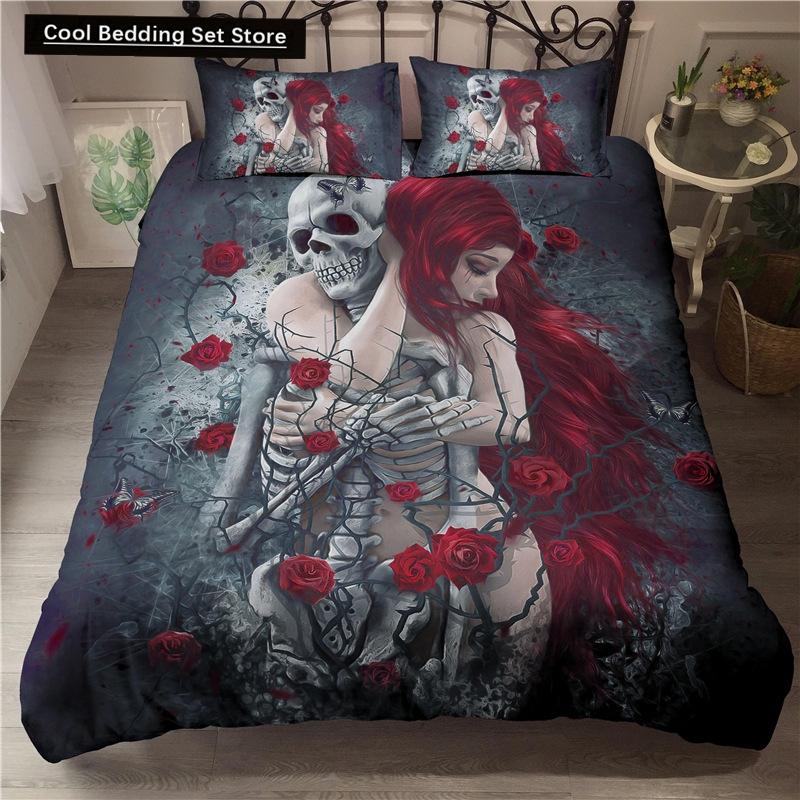 Sexy Beauty Skeleton Girl Bedding Set 3d Duvet Cover Polyester Comforter Cover Twin Queen King Single Size Luxury Fashion Gift