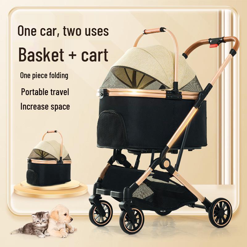 Lightweight Pet Stroller: Foldable, Detachable for Small Dogs & Cats - Ideal for Outdoor Use