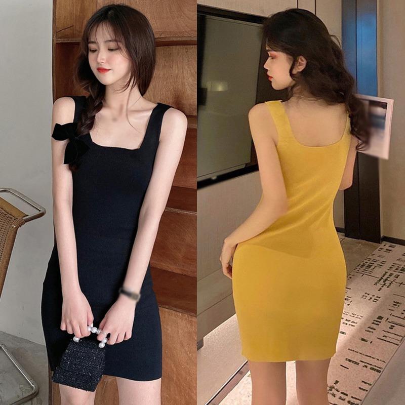 Женское платье-комбинация без рукавов, сексуальное клубное платье, однотонное, с квадратным вырезом, коктейльное, пляжное, вечернее платье