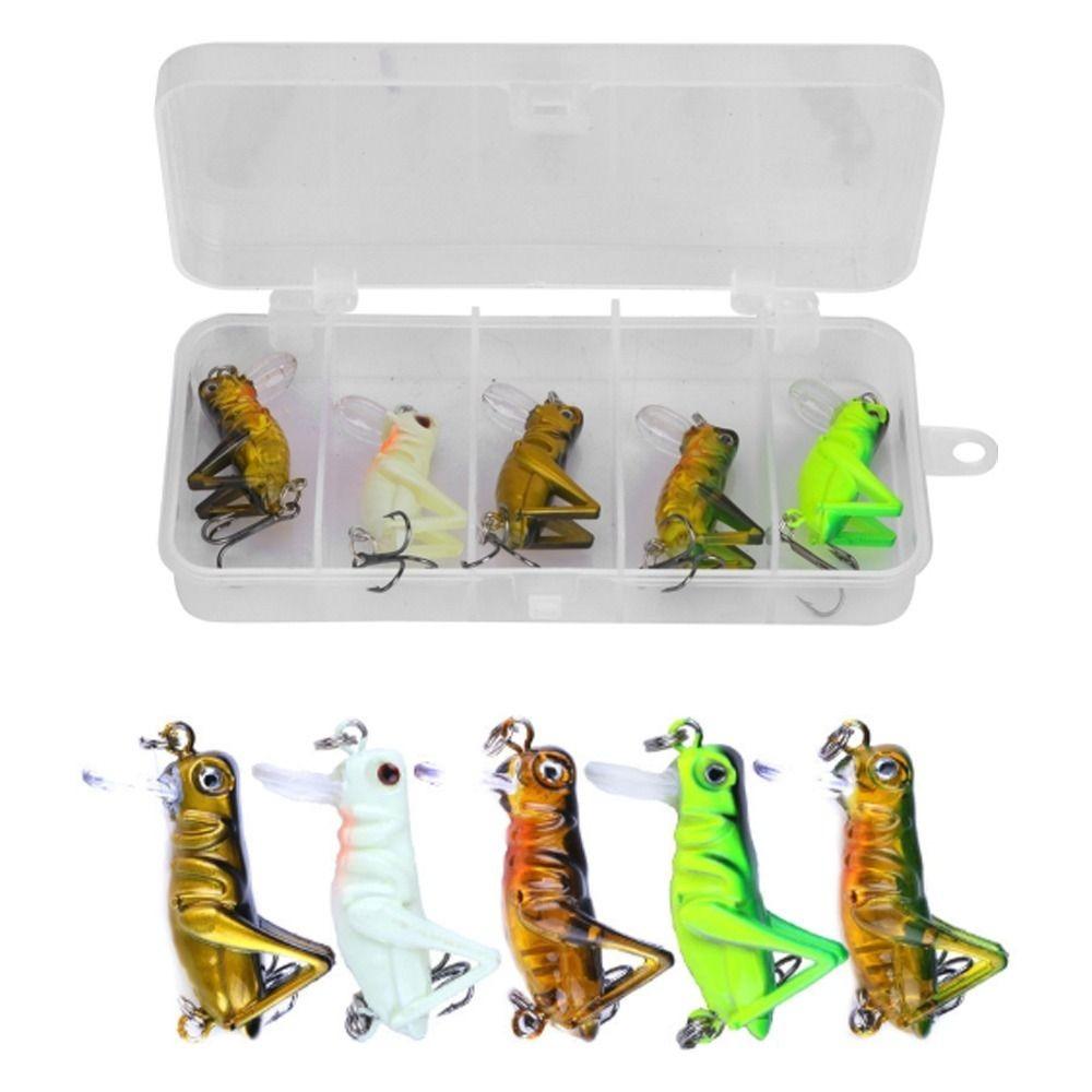 5PCS Mini Cricket Grasshopper Lures Hard Cricket Bait Durable Cricket Fishing Lures  Bass Fishing