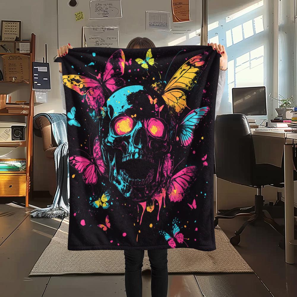 Dark Butterflies Print Flannel Blanket, High quality Comfortable for All Seasons, Home Decor, Warmth and Comfort