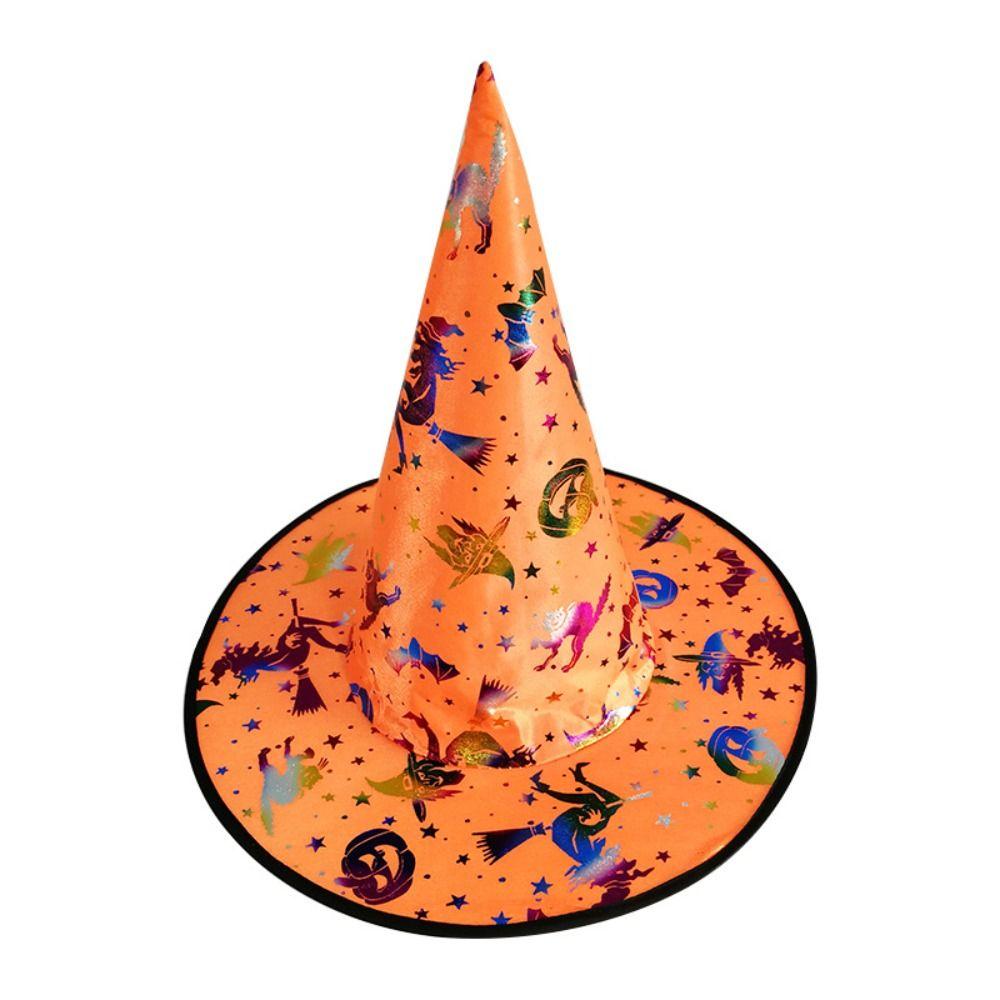 Colorful Halloween Witch Hat Cosplay Costume Props Skull Pattern Children Wizard Cap Party Props Halloween Cosplay Accessories