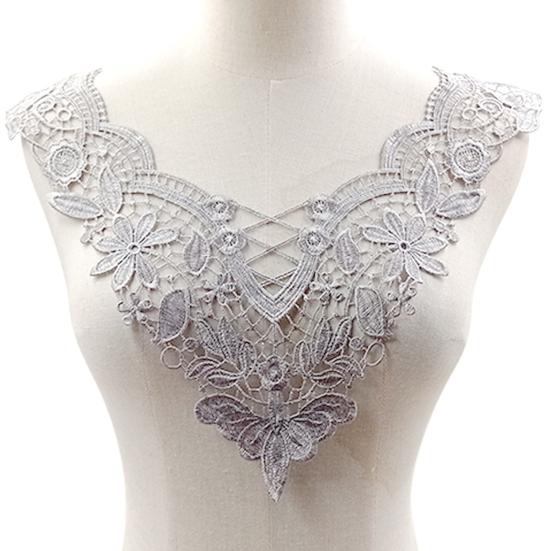 Yousheng Embroidered Lace Collar Hollow Out Lace Fabric Trim Applique Neckline Women Lace Collar Applique for DIY Sewing Supplies Wedding Dress