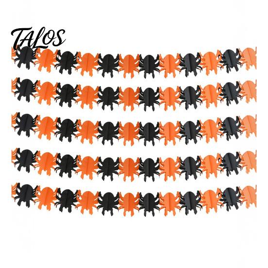 Holiday Atmosphere Decor 5 Pcs 10FT Halloween Banner, Spooky Spider Bat Skull Ghost Themed Party Decorations Pumpkin Hanging Bunting Garland